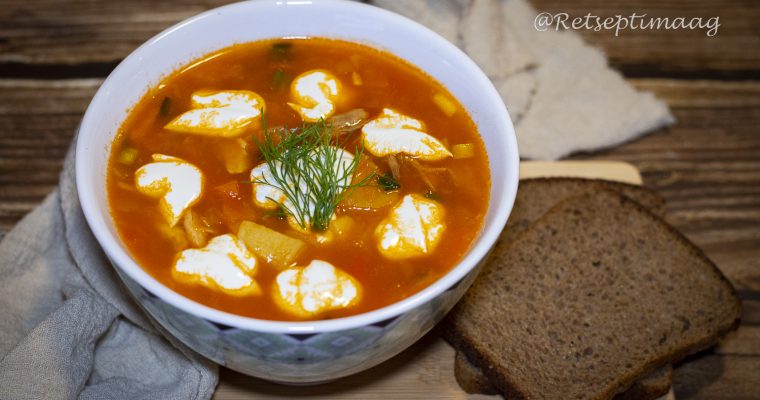 Hapukapsasupp kanaliha ja paprikaga 